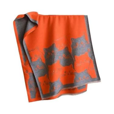 Imagem de Cachecol De Cashmere Pashmina Jacquard Com Estampa De Gato Para Mulher