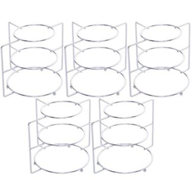 Imagem de 5 Suportes para Pratos Organizador Divisor 3 Níveis Cromados Cozinha D