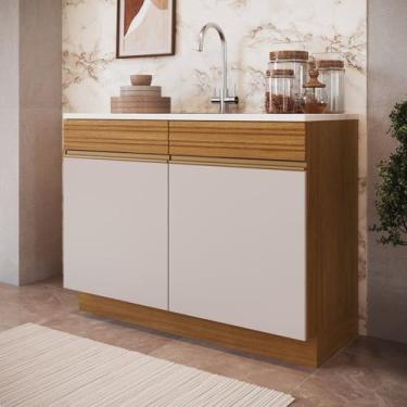 Imagem de Balcão de Cozinha Bp Mdp 120cm 2 Portas com Rodapé Organic - Delmarco 