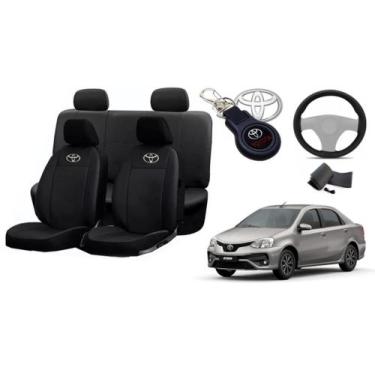 Imagem de Kit Capas de Couro Toyota Etios 2019 + Capa de Volante + Chaveiro Toyo
