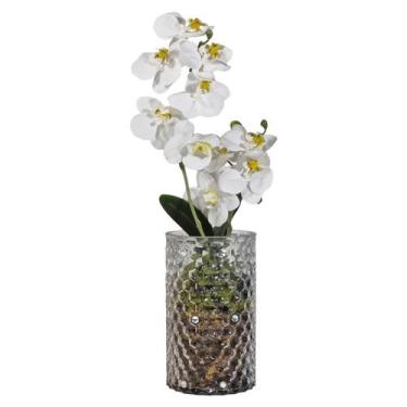 Imagem de Vaso Decorativo Vidro Transparente Arranjo Orquídea Branca  - M3 Decor