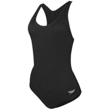 Imagem de Maiô Natação Speedo Record Acquaplus - Feminino, Preto, M