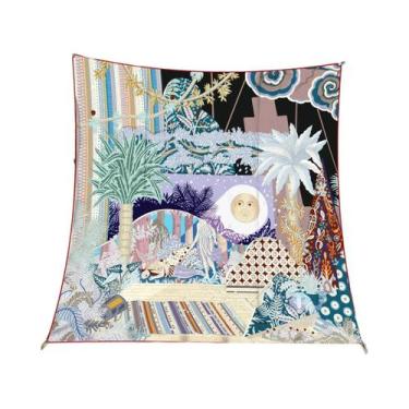 Imagem de Lenço De Seda Com Estampa Floral 90x90CM, Moda De Verão, Protetor Sola