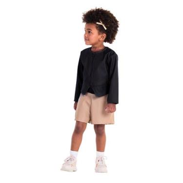 Imagem de Jaqueta infantil feminina material sintético alfaiataria estilosa e co