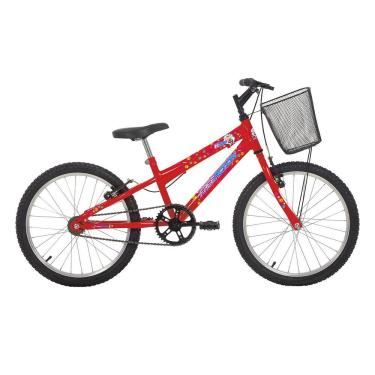 Imagem de Bicicleta Aro 20 Kiss Mountain Bike Quadro Aço 1 Marcha V-Brake Vermelho Coke Free Action