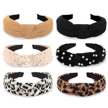 Imagem de Bandanas WOVOWOVO para mulheres e meninas, Velvet Wide Pearl, 6 unidad