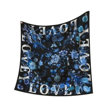 Imagem de Lenço De Seda Estampado Floral 90CM Para Mulheres, Lenço Quadrado, Xal
