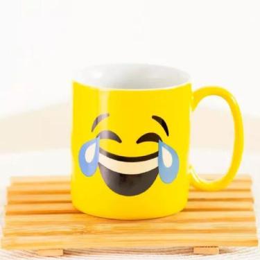 Imagem de Caneca Emoticon Emoji Amarela De Porcelana 300 Ml Terramada, Chorando 