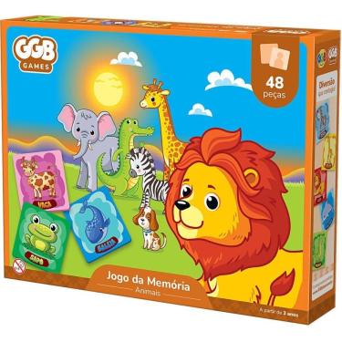 Imagem de Jogo da Memória Animais 48 Peças Estimula Concentração e Desenvolvimento GGB Plast