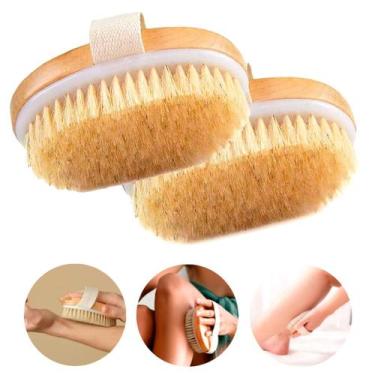 Imagem de Kit 2 Escovas Secas Dry Brush Esfoliação A Seco Corporal Cerdas Natura