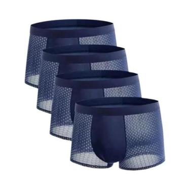 Imagem de Cuecas Boxer Masculinas De Malha De Seda Gelada 4 Peças Respiráveis Co
