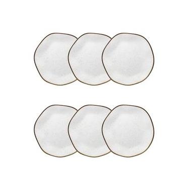 Imagem de Conjunto de Pratos de Sobremesa Ryo Maresia 6 Peças Porcelana Branco Oxford