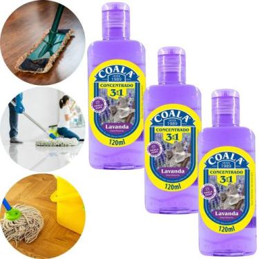 Imagem de KIT 3 DESINFETANTE CONCENTRADO COALA 3 EM 1 FRASCO 120ml LAVANDA