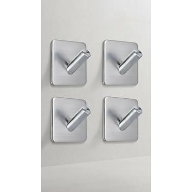Imagem de Kit 8 Ganchos Adesivos Inox Parede 5.5cm - Congratulations Store