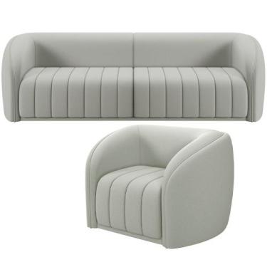 Imagem de Kit Sofá 4 Lugares Para Sala 252cm com 01 Poltrona Lazio M03 Veludo Cr