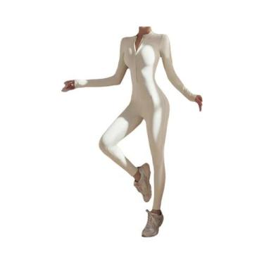 Imagem de Macacão De Yoga Preto Slim Fit De Manga Longa Para Mulheres, Roupão Es