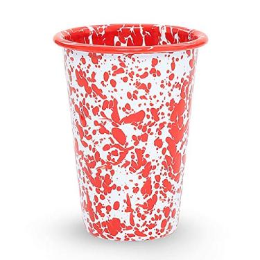 Imagem de Crow Canyon Home Copo esmaltado, 400 ml, respingos vermelho/branco (conjunto com 4)