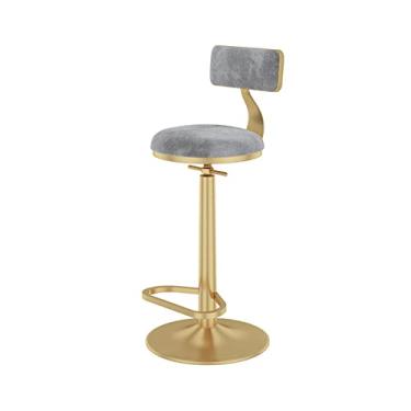 Imagem de Banqueta De Barra De Altura Ajustável De Cadeira De Contador, Back Giratória Alta Barca De Bar, Veludo Estofado Com Apoio Para Pés, Para Casa Ilha De Cozinha, Bistrô, Cadeira De Café Da Manhã (cinza)