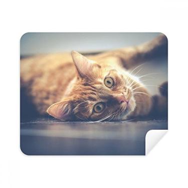Imagem de Pano de limpeza de imagem de gato amarelo animal limpador de tela 2 peças tecido de camurça