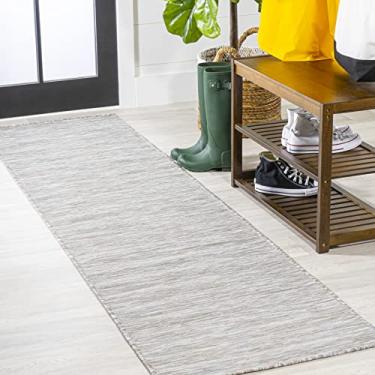 Imagem de JONATHAN Y TSN100A-28 Ethan Tapete de área lisa moderno de trama plana para decoração interna e externa para cozinha, sala de estar, quintal, 5 x 20 cm, cinza