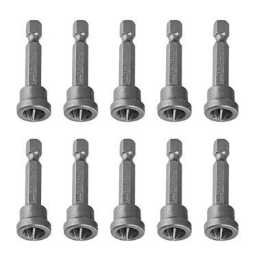 Imagem de 10Pcs 50mm PH2 Hex Shank Magnetic for Drywall, Drywall Bits for Plasterboard Locating, Chrome Vanadium Steel Silver color