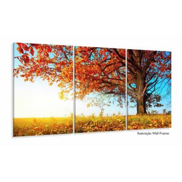 Imagem de Quadro Decorativo Outono Árvore Céu Azul 120x60 Sala Quarto