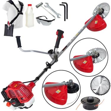 Imagem de Roçadeira Profissional Lateral Kawashima KW5200L Linha Premium 52cc 2T á Gasolina de Alta Potência Com Lâmina de Vídia e Cinto de Sustentação Duplo