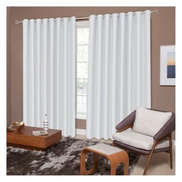 Imagem de Cortina Para Sala Quarto Corta Luz 4,00 x 2,60 m Liso Branco Com Ilhós