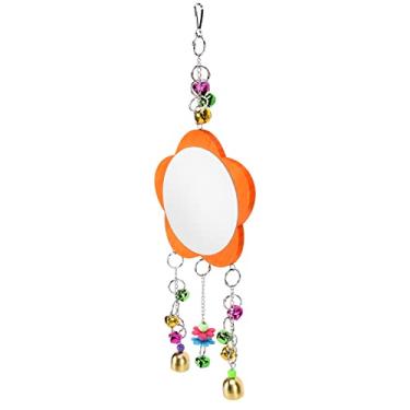 Imagem de Brinquedo de espelho de frango para animais de estimação, estilo ameixa resistente a estilhaços, brinquedos de frango seguros para pendurar, corrente de espelho colorida com sino para
