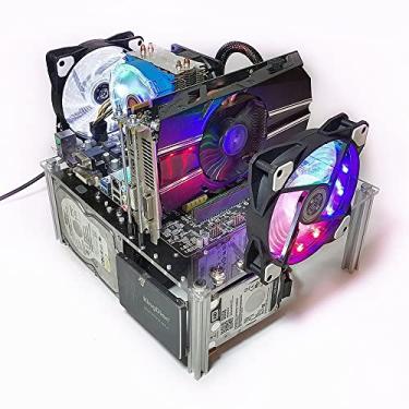 Imagem de Capa de computador empilhável com chassi aberto para PC dissipação de calor acrílico MATX ITX placa mãe teste banco plataforma faça você mesmo capa de computador suporte transparente CPU resfriamento de água