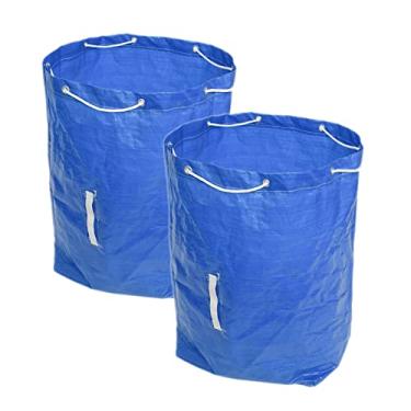 Imagem de Sacos de jardim pesados Conjunto de 3 saco de lixo à prova d'água com 2 alças e corda bocal 17x33 polegadas reutilizáveis sacos de entulho de folhas coletor