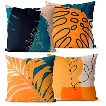Imagem de Kit 4 Capas De Almofadas Decorativas Floral Moderna 45x45