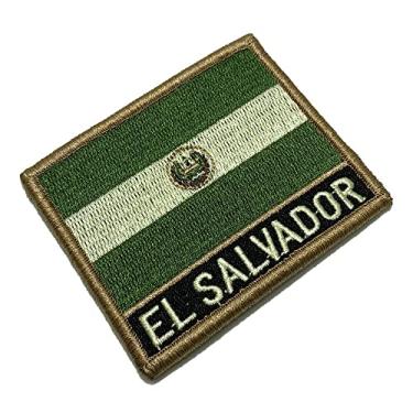 Imagem de BP0203NV03 Bandeira El Salvador Patch Bordado Fecho Contato