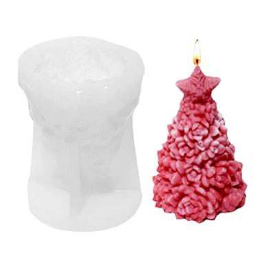 Imagem de vela silicone árvore Natal 3D, fundição escultura pinheiro criativo resina feito à mão cera aromática para fazer velas artesanato faça você mesmo sabão bolo chocolate cera abelha