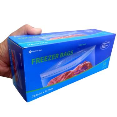 Imagem de VWPEYY Saco Reutilizável para Freezer Bags 26.8x27.9cm com Fechamento de Zíper, 50 Unidades Member's Mark