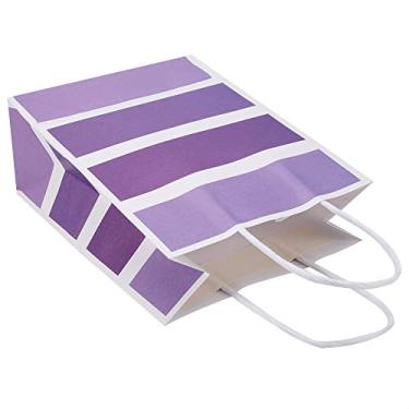 Imagem de Sacos de presente 25 pçs com alças, saco de papel Kraft de cor gradiente Sacos para lembrancinhas de festa elegantes com bordas brancas para doces de aniversário (roxo)