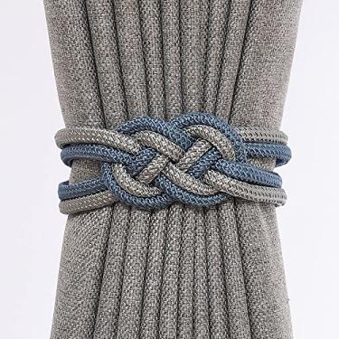 Imagem de Gravata de cortina de nó chinês luz de luxo simples fivela de cortina ímã cinto de gravata decoração de janela suportes de cortina de cortina tiebacks, T9,2 PCS