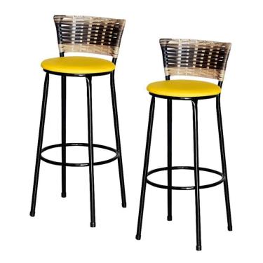 Imagem de 2 Banquetas Alta Para Cozinha Cappuccino Premium Amarelo