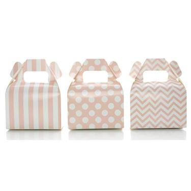 Imagem de Food with Fashion Caixas de doces rosa para bebê (pacote com 36) – lembrancinhas de chá de bebê para meninas, caixas de lembrancinhas de festa de aniversário de princesa, caixa de doces rosa claro