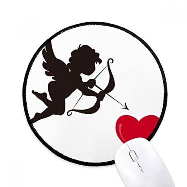 Imagem de DIYthinker Cupido Angel Red Heart Pattern Mouse Pad Desktop Office Tapete Redondo para Computador