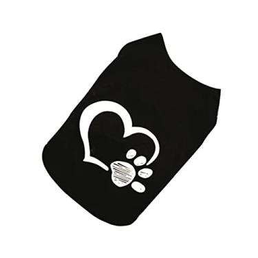Imagem de Camisas de verão colete de cachorro roupas de festa macacão de cachorro camisas de gato para gatos roupas de amor roupas de cachorro alça preta pijama roupas de verão para gatos