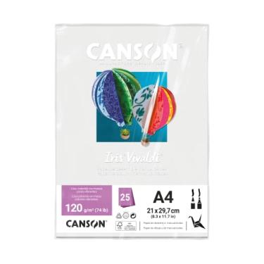 Imagem de CANSON Iris Vivaldi, Papel Colorido A4 em Pacote de 25 Folhas Soltas, Gramatura 120 g/m², Cor Branco (01)