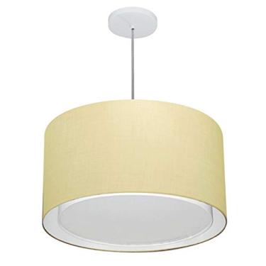 Imagem de Lustre Pendente Cilíndrico Duplo Cúpula Tecido 30/45x40 cm, Vivare Iluminação, Pendente4293 LA, Algodão Cru, Médio