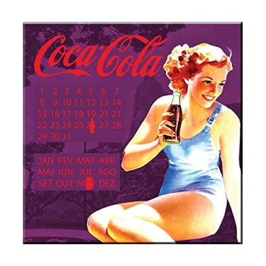 Imagem de Calendário Magnético Coca-Cola Pin-Up Brown Lady Roxo em MDF - Urban - 40x40 cm