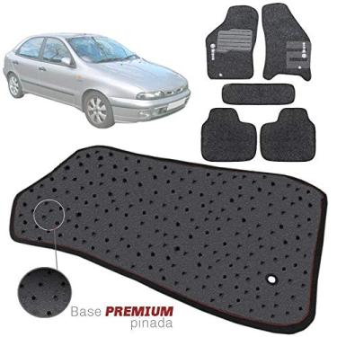 Imagem de Jogo de Tapete Carpete Tevic Pinado Fiat Brava 1997 98 99 00 01 02 03 Impermeável Lavável Logo Bordado 5 Peças