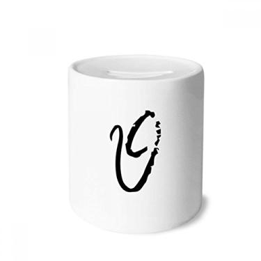 Imagem de DIYthinker Caixa de moedas de cerâmica com silhueta preta Theta do alfabeto grego, presente de cofrinho