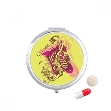 Imagem de Porta-comprimidos Art Pinto Flower amarelo rosa caixa de armazenamento de remédios dispensador