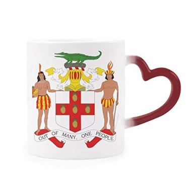 Imagem de Caneca Jamaica North America com emblema nacional sensível ao calor Caneca vermelha que muda de cor