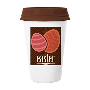 Imagem de Caneca de cerâmica com estampa de ovo vermelho Festival da Religião da Páscoa Caneca de vidro para beber café
