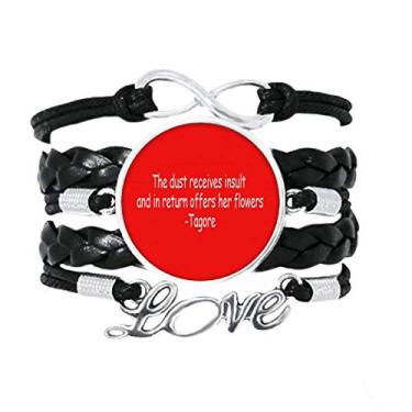 Imagem de OFFbb-USA Pulseira Qoutes de cura Recebe Insulto Retorno Flores Pulseira Amor Acessório de Couro trançado Corda Pulseira Presente